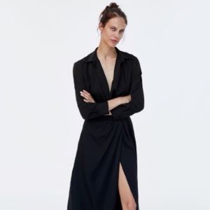 Zara Woman Studio Collection Black Wrap Dress